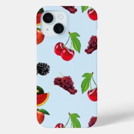 Hübsches Fruchtmuster auf blauem Hintergrund Case-Mate iPhone Hülle