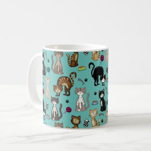 Hübsches Funny Cat Pattern Kaffeetasse (Vorderseite Links)