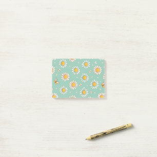 Hübsches Gänseblümchen- und Bienenmuster   Post-it Klebezettel