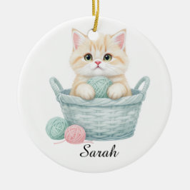 Hübsches Garn-Kätzchen-Ornament  Keramik Ornament