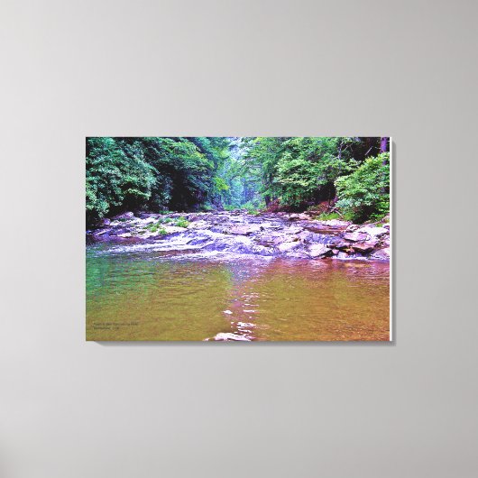 Hübsches Gebirge Sonnenlicht Bäume Creek Foto Leinwanddruck (Vorderseite)