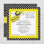 Hübsches Gelb, Schwarzweiss-Einladung des Einladung (Vorne/Hinten)