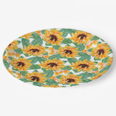 Hübsches Gelb- und Grünmuster Pappteller (Schrägansicht)