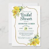 Hübsches Gelbblütengoldblättriges Bouquet-Brautpar Einladung (Vorderseite)