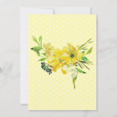 Hübsches Gelbblütengoldblättriges Bouquet-Brautpar Einladung (Rückseite)
