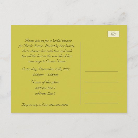 Hübsches gelbes Brautparty aus der Blume Einladungspostkarte (Rückseite)