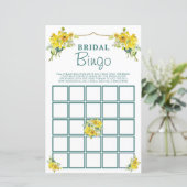 Hübsches Gelbes Brautparty Bingo Game (Stehend Vorderseite)