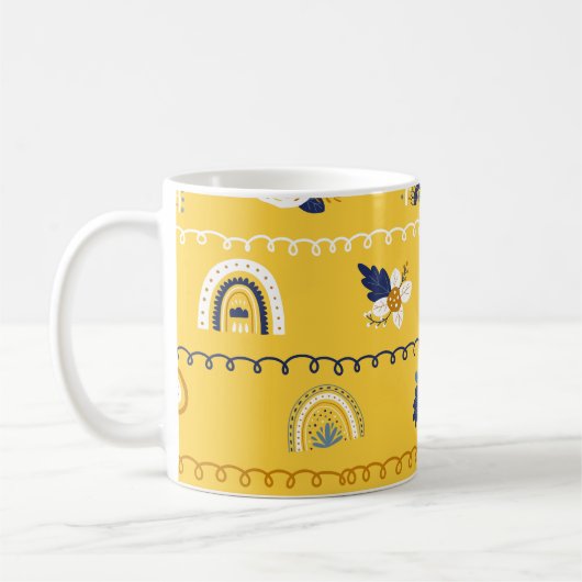 Hübsches gelbes Regenbogenmuster Kaffeetasse (Links)