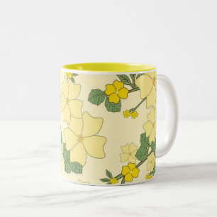 Hübsches gelbes Sommerblumenmuster Zweifarbige Tasse