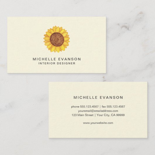 Hübsches gelbes Sonnenblumenwasser-Logo Visitenkarte (Vorne/Hinten)
