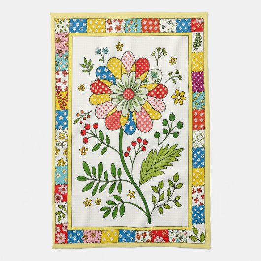 Hübsches gemustertes Blumen-Teehandtuch. Geschirrtuch (Vertikal)