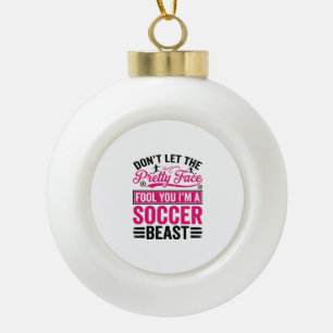 Hübsches Gesicht Fußball-Biest Vintage-Shirt-Desig Keramik Kugel-Ornament