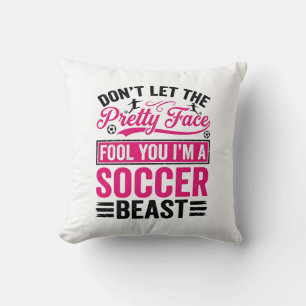 Hübsches Gesicht Fußball-Biest Vintage-Shirt-Desig Kissen