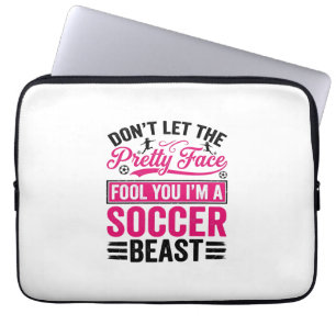 Hübsches Gesicht Fußball-Biest Vintage-Shirt-Desig Laptopschutzhülle