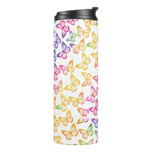 Hübsches Girl Bright Butterfly Pattern Iridescent Thermosbecher (Nach links gedreht)