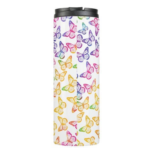 Hübsches Girl Bright Butterfly Pattern Iridescent Thermosbecher (Rückseite)