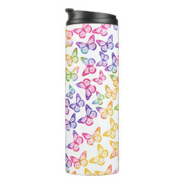 Hübsches Girl Bright Butterfly Pattern Iridescent Thermosbecher