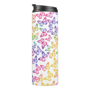 Hübsches Girl Bright Butterfly Pattern Iridescent Thermosbecher