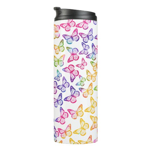 Hübsches Girl Bright Butterfly Pattern Iridescent Thermosbecher (Nach rechts gedreht)