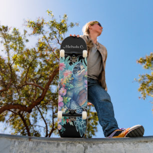 Hübsches Girl Floral Sea Turtle Deck Skateboard