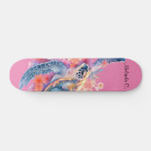 Hübsches Girl Floral Sea Turtle Deck Skateboard (Horizontal)