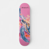 Hübsches Girl Floral Sea Turtle Deck Skateboard (Vorne)