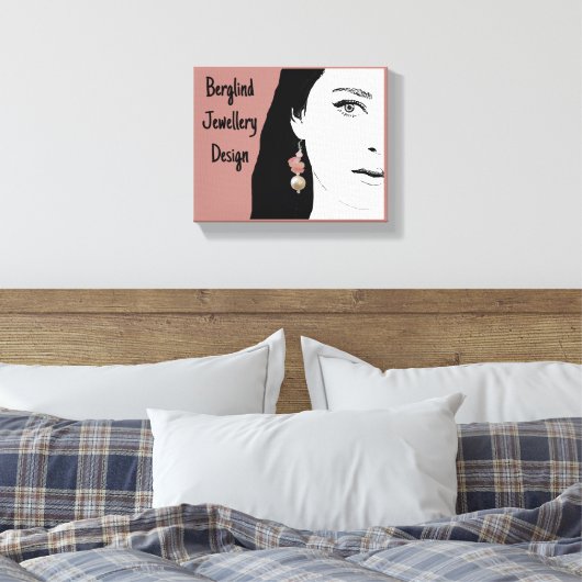 Hübsches Girl-Gesicht stilvolle Mode-Illustration Leinwanddruck (Insitu (Schlafzimmer))