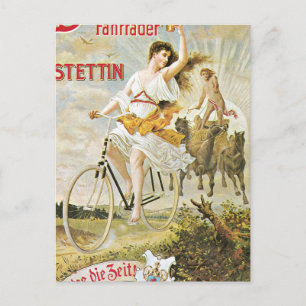 Hübsches Girl Riding Vintages Fahrrad Postkarte