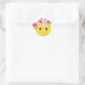 Hübsches Girly Emoji mit Blumen-Aufklebern Runder Aufkleber (Tasche)