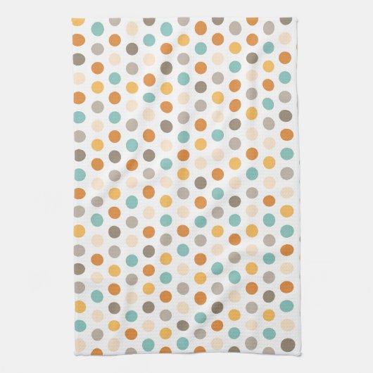 Hübsches Girly multi Farbpolka-Punkt-orange Blau Geschirrtuch (Vertikal)