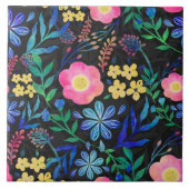 Hübsches Girly Pink Blue Floral Grau Design Fliese (Vorderseite)