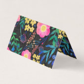 Hübsches Girly Pink Blue Floral Grau Design Visitenkarten (Rückseite)