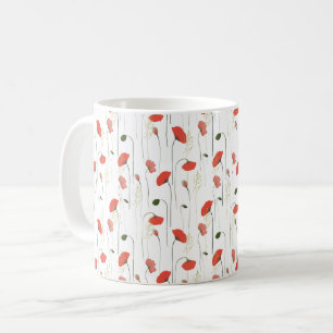 Hübsches Girly Poppies Blumenmuster Kaffeetasse