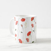 Hübsches Girly Poppies Blumenmuster Kaffeetasse (Vorderseite Links)