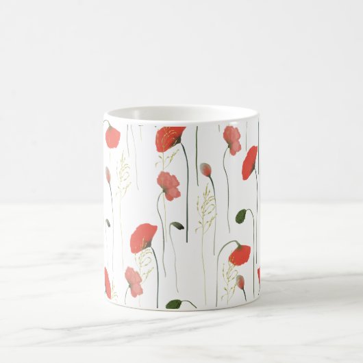 Hübsches Girly Poppies Blumenmuster Kaffeetasse (Mittel)