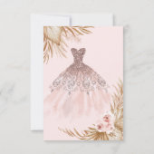 Hübsches Glitzer, Pampas, Rosa Sweet 16 UAWG Einladung (Rückseite)