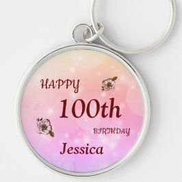 Hübsches Glück 100. Geburtstag Personalisiert Schlüsselanhänger
