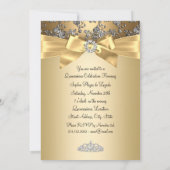 Hübsches Gold Bow & Silver Rose Foto Quinceanera Einladung (Rückseite)