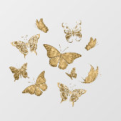 Hübsches Gold Butterfly Clear Window Cloning Fensteraufkleber (Blatt)