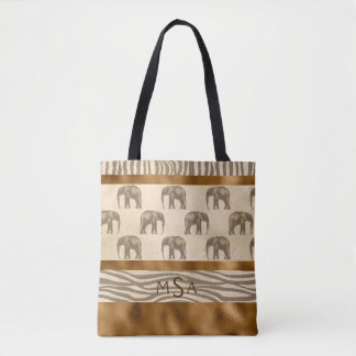 Hübsches Gold Elephant Tiger Chic Stilvolles Monog Tasche