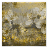 Hübsches Gold Flecked Floral Grayscale Fotodruck (Vorne)