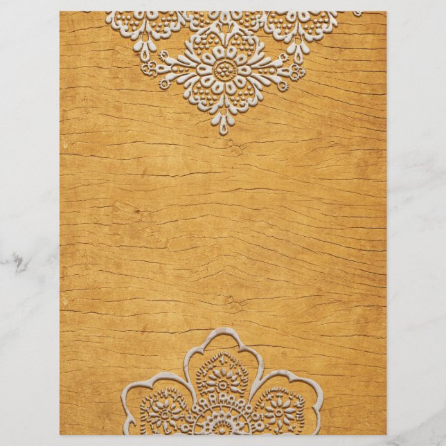 Hübsches Gold & Lace Rustic Wood Scrapbook (Vorderseite)