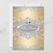 Hübsches Gold & Silver Damask Princess Baby Dusche Einladung (Vorderseite)