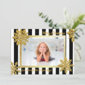 Hübsches Gold und Black Custom Foto Weihnachten Einladung (Stehend Vorderseite)