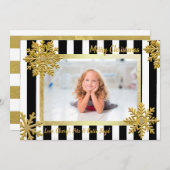 Hübsches Gold und Black Custom Foto Weihnachten Einladung (Vorne/Hinten)