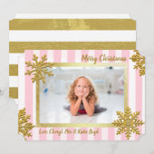 Hübsches Gold und rosa Custom Foto Weihnachten Einladung (Vorne/Hinten)