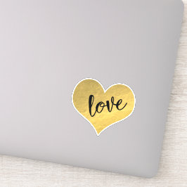 Hübsches Goldenes Herz "Liebe" Aufkleber
