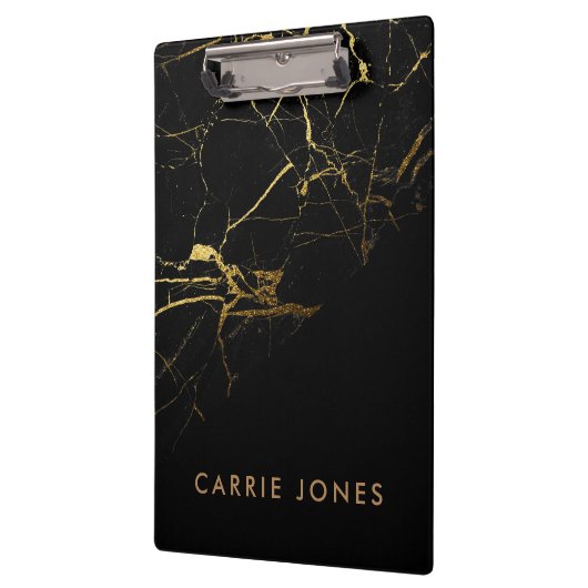 Hübsches Goldgräber im Schwarzen Marmor Klemmbrett (Links)