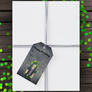 Hübsches Goth-Mädchen Grüne Mütze Tattoos Geburtst Geschenkanhänger