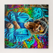 Hübsches Graffiti Urban Street Art Girl Puzzle (Horizontal)